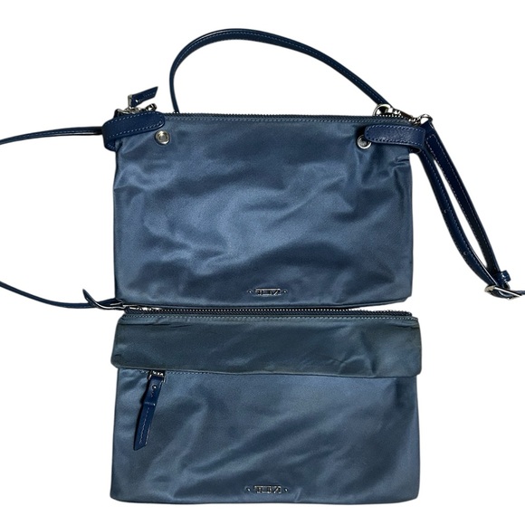 TUMI Blue Nylon Triple Zip Detachable Crossbody Bag - Picture 7 of 10